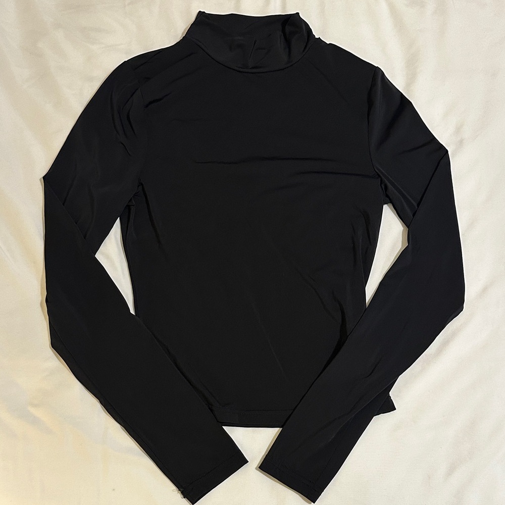 Tiger Mist Black Long Sleeve Mockneck Top